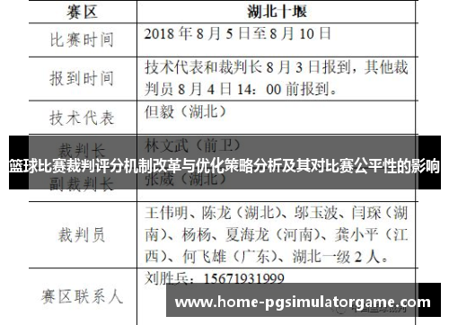 篮球比赛裁判评分机制改革与优化策略分析及其对比赛公平性的影响
