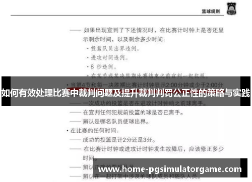 如何有效处理比赛中裁判问题及提升裁判判罚公正性的策略与实践