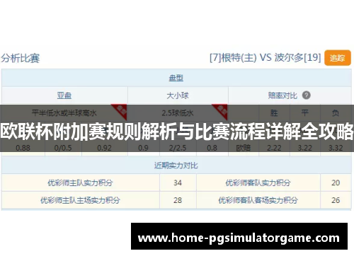 欧联杯附加赛规则解析与比赛流程详解全攻略